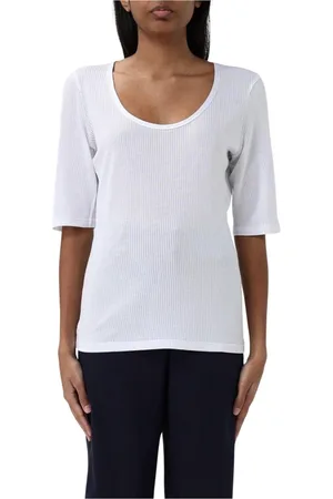 HUGO BOSS Femme, Pulls, Blanc, Taille: 42 FR Pull en Tricot Blanc avec Détails Côtelés