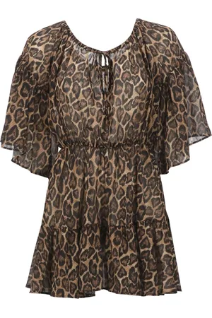 F**K Femme, Robes, Brun, Taille: 36 FR Robe Animalier Col Bateau à Volants