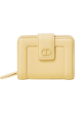 Twin-Set Femme, Accessoires, Jaune, Taille: ONE Size Portefeuille en Cuir Chic avec Fermeture Éclair