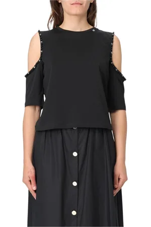 Liu Jo Femme, Blouses et Chemises, Noir, Taille: 36 FR Haut Blanc Beaded Detail