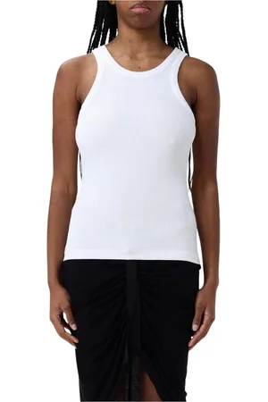AGOLDE Femme, Tops, Blanc, Taille: 38 FR Débardeur Blanc Côtelé Coupe Slim