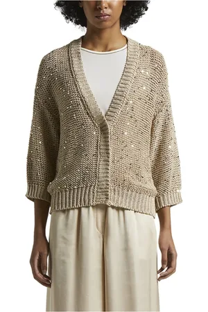 PESERICO SIGN Femme, Pulls, , Taille: 42 FR Gilet en coton avec paillettes