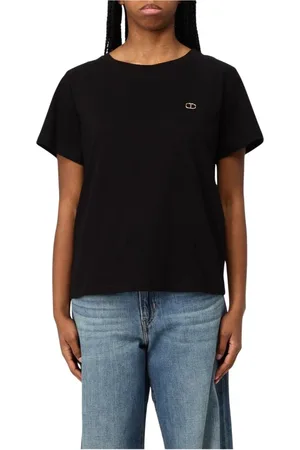 Twin-Set Femme, Tops, Noir, Taille: 42 FR T-shirt Col Rond Noir Femme