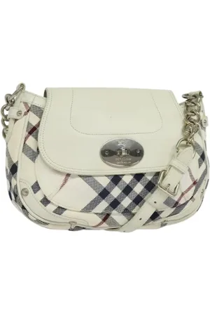 Burberry Femme, Pre-owned, Blanc, Taille: ONE Size Pre-owned Toile sacs-ports-paule