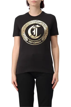 Roberto Cavalli Femme, Tops, Noir, Taille: 36 FR T-shirt Col Rond Noir Femme