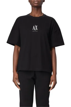 Armani Exchange Femme, Tops, Noir, Taille: 36 FR Tee-shirt Blanc avec Logo Élégant et Polyvalent