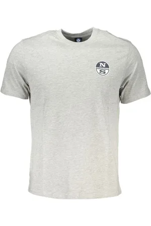 North Sails Homme, Tops, Gris, Taille: M T-shirt en Coton Gris avec Logo Imprimé