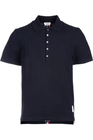 Thom Browne Homme, Tops, Bleu, Taille: M Polo à Rayures en Bleu Pétrole