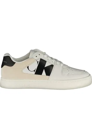 Calvin Klein Homme, Chaussures, Blanc, Taille: 40 EU Baskets en polyester blanc avec lacets, détails contrastés, impression, logo