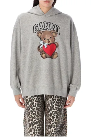 Ganni Femme, Sweatshirts et sweats à capuche, Gris, Taille: 42 FR Pull à motif d