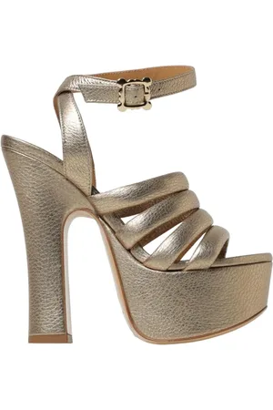 Vivienne Westwood Femme, Chaussures, Jaune, Taille: 38 EU Sandales à Talons Plateforme Dorés