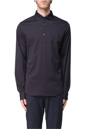 Armani Exchange Homme, Chemises, Noir, Taille: L Chemise en Coton Noir Élégante et Polyvalente
