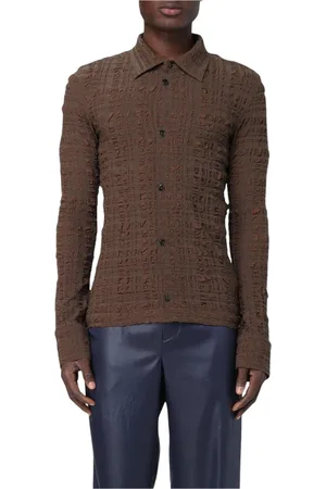 Nanushka Homme, Chemises, Brun, Taille: S Chemise à Manches Longues Texturée Style Sophistiqué