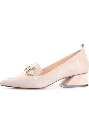 CESARE GASPARI Femme, Chaussures, , Taille: 36 EU Mocassins à Talon Bloc en Daim avec Détail de Chaîne en Or