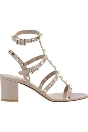 VALENTINO GARAVANI Femme, Chaussures, Rose, Taille: 36 EU Sandales noires à talon bas Rockstud
