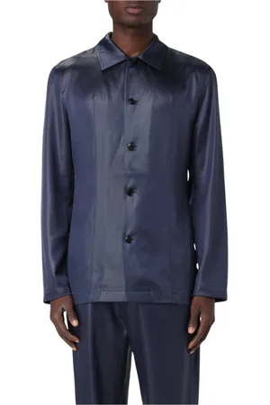 Nanushka Homme, Chemises, Bleu, Taille: S Chemise en satin bleu marine coupe décontractée