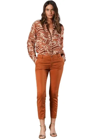 Masons Femme, Pantalons, Rouge, Taille: 40 FR Pantalon Chino Capri Slim Fit