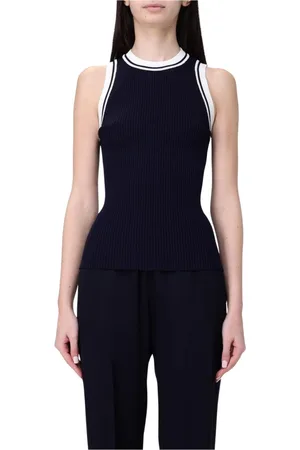 Alberta Ferretti Femme, Tops, Bleu, Taille: 38 FR Haut sans Manches Côtelé Bleu