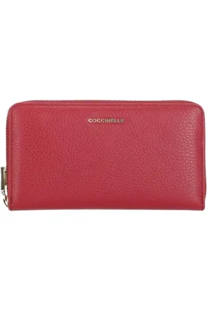 Coccinelle Femme, Accessoires, Rouge, Taille: ONE Size Portefeuille en Cuir Sable à Fermeture Éclair