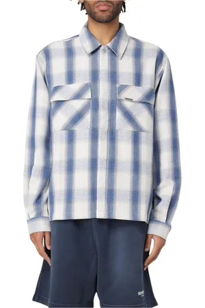 Represent Homme, Chemises, Bleu, Taille: L Chemise en Coton à Carreaux Bleue pour Homme