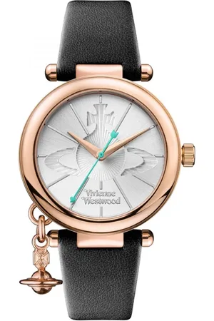 Vivienne Westwood Femme, Accessoires, Noir, Taille: ONE Size Montre Orb Logo Quartz Noir/Or Rose
