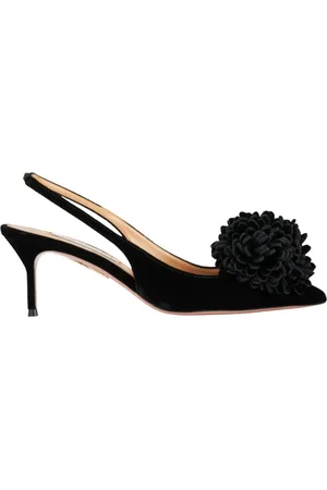 Aquazzura Femme, Chaussures, Noir, Taille: 38 EU Escarpins en Velours avec Ananas et Talon Aiguille