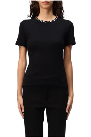 LIVIANA CONTI Femme, Tops, Noir, Taille: 42 FR Haut Blanc à Manches Courtes Ornées