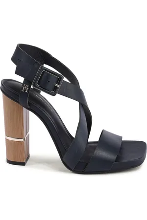 Tommy Hilfiger Femme, Chaussures, Bleu, Taille: 36 EU Sandales en Cuir Premium, Bleu, Élégantes