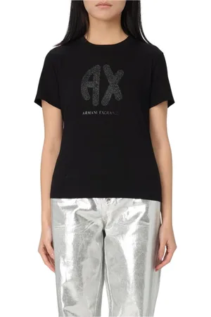 Armani Exchange Femme, Tops, Noir, Taille: 36 FR T-shirt à logo pailleté