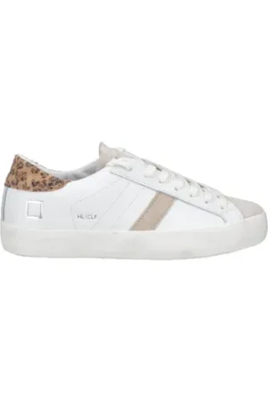 D.A.T.E. Femme, Chaussures, Blanc, Taille: 38 EU Baskets en cuir blanc avec daim beige
