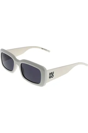 HUGO BOSS Unisex, Accessoires, Blanc, Taille: ONE Size Lunettes de Soleil Blanches Rectangulaires avec Verres Gris