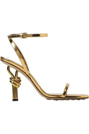 Bottega Veneta Femme, Chaussures, Jaune, Taille: 38 EU Sandales à Talons Hauts Métalliques Dorés