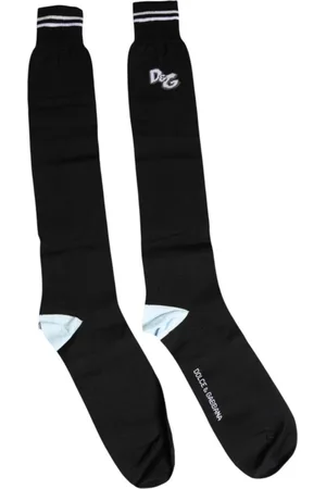 Dolce & Gabbana Homme, Sous-vêtements, Noir, Taille: L Chaussettes en Coton avec Logo Imprimé