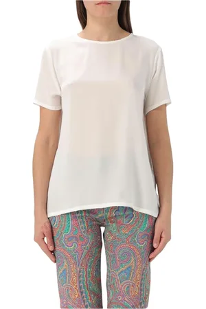 Etro Femme, Tops, Blanc, Taille: 40 FR Chemisier Soie Blanc Manches Courtes