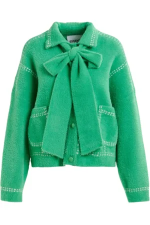 Essentiel Antwerp Femme, Pulls, Vert, Taille: 40 FR Cardigan Oversize avec Coutures Contrastées et Écharpe