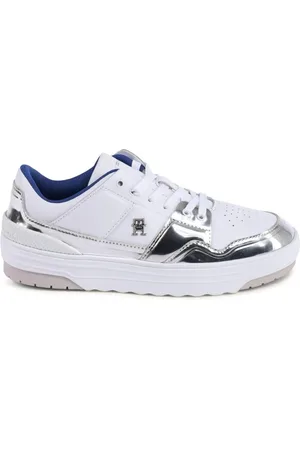 Tommy Hilfiger Femme, Chaussures, Multicolore, Taille: 38 EU Baskets en Cuir Gris Design Minimaliste