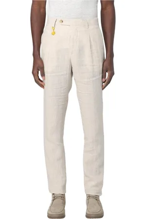 Manuel Ritz Homme, Pantalons, , Taille: M Pantalon Bleu en Lin Plissé