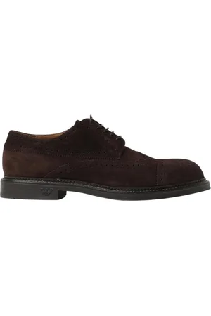 Emporio Armani Homme, Chaussures, Brun, Taille: 45 EU Chaussures Oxford Brogue en daim bleu