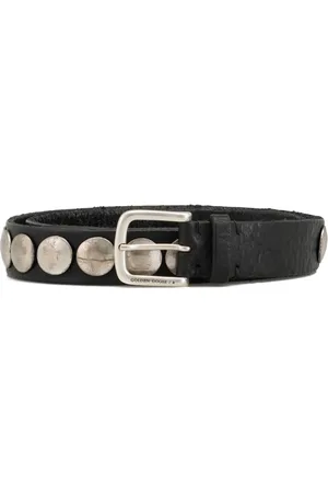 Golden Goose Homme, Accessoires, Noir, Taille: 75 CM Ceinture en Cuir Noir Cloutée