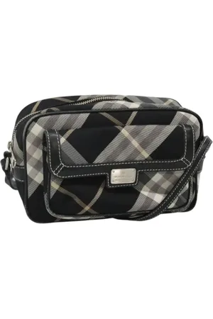 Burberry Femme, Pre-owned, Noir, Taille: ONE Size Pre-owned Toile sacs-ports-paule