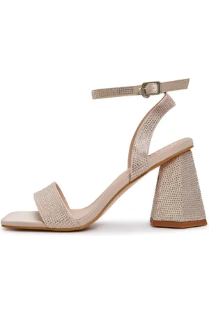 CESARE GASPARI Femme, Chaussures, Jaune, Taille: 39 EU Sandales à talon bloc avec strass - Or