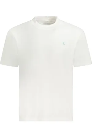 Calvin Klein Homme, Tops, Blanc, Taille: M T-shirt Blanc en Coton avec Logo
