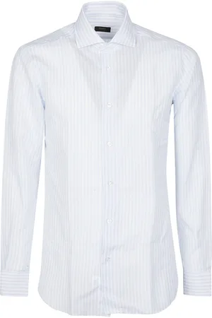BARBA Homme, Chemises, Blanc, Taille: 4XL Chemise à Rayures Neck Shirt