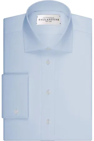 BALLANTYNE Homme, Chemises, Bleu, Taille: 4XL Chemise En Coton Bleu Clair À Col Écarté