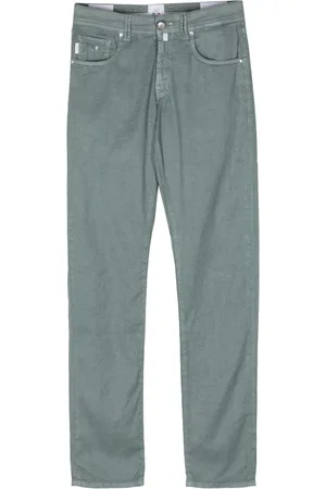 sartoria tramarossa Homme, Jeans, Vert, Taille: W34 Pantalon en lin/coton avec poches latérales