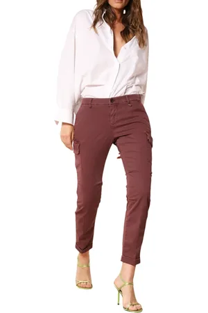 Masons Femme, Pantalons, Rouge, Taille: 34 FR Pantalon Cargo Slim Fit Bordeaux