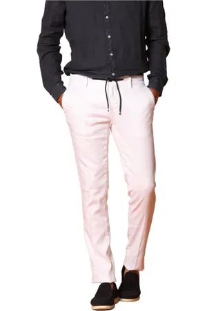 Masons Homme, Pantalons, Blanc, Taille: 3XL Pantalon Jogger Slim Fit en Lin et Coton