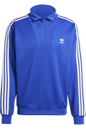 adidas Homme, Sweatshirts et sweats à capuche, Bleu, Taille: L Haut de piste à col cheminée en Semi Lucid
