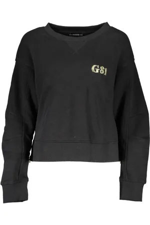 Guess Femme, Sweatshirts et sweats à capuche, Noir, Taille: 40 FR Pull en Coton Noir pour Femme avec Fermetures Latérales