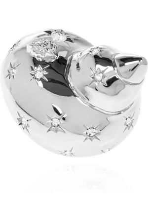 VERSACE Femme, Accessoires, Gris, Taille: 54 MM Bague avec motif de coquillage
